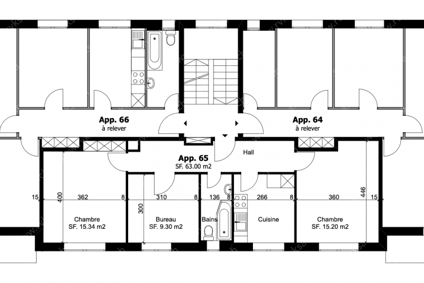 Appartement de 3 pièces, 66 m2, à Les Geneveys-sur-Coffrane - Plan objet locatif 