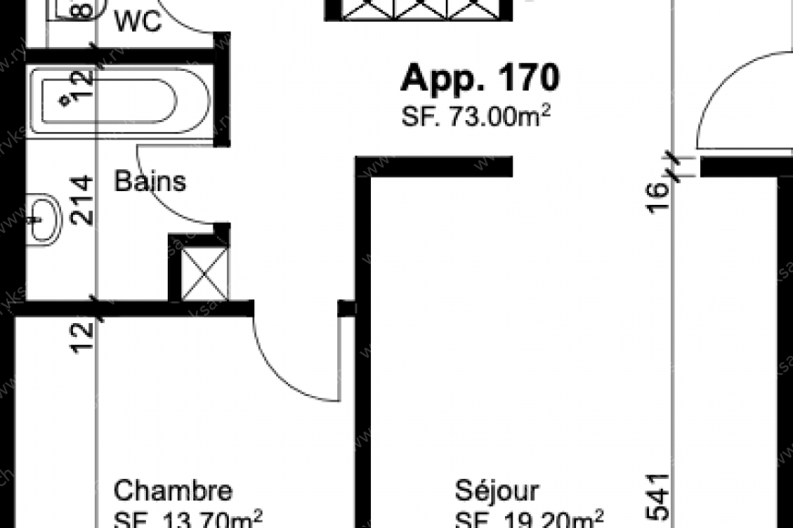 Appartement de 3 pièces, 73 m2, à Les Geneveys-sur-Coffrane Appartement de 3 pièces, 73 m2, à Les Geneveys-sur-Coffrane - Plan objet locatif